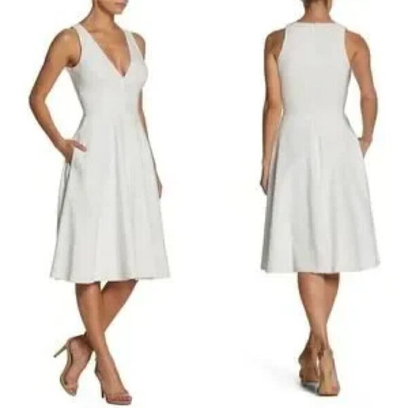 Dress the Population Dresses & Skirts - Dress the Population Catalina Off White Sleeveless Fit & Flare Cocktail Dress XL